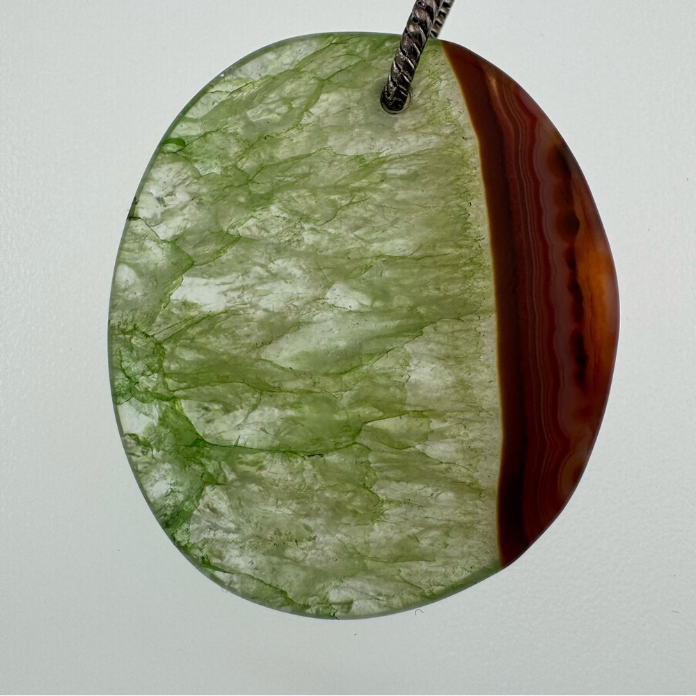 Green and Brown Stone Druzy Agate Pendant